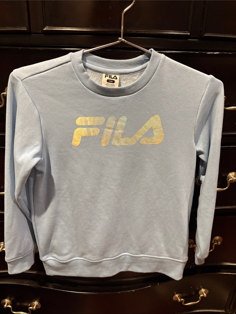 Fila girls light blue pullover, long sleeve sweater size small 7 8